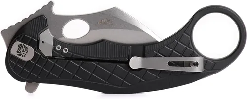 Miniatura 2 de LionSTEEL LEONE - Cuchillo plegable Karambit con hoja de acero CPM-Magnacut, mango integral de aluminio sólido, diseño Emerson Wave Design, negro