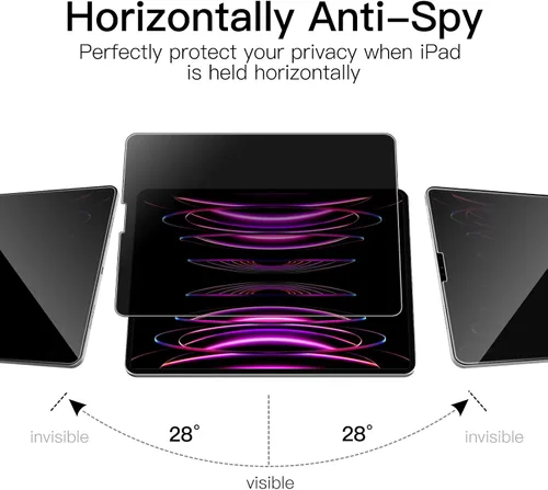 Miniatura 2 de JETech Protector de pantalla de privacidad para iPad (9.7 pulgadas, modelo 2018/2017, 6ª/5ª generación) y iPad Air 2, película de vidrio templado