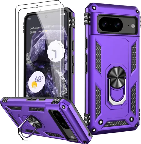 Miniatura 104 de LUMARKE Funda para Google Pixel 5 con protector de pantalla, pasa 16 pies, probada en caídas, grado militar, con soporte de anillo magnético, Rojo