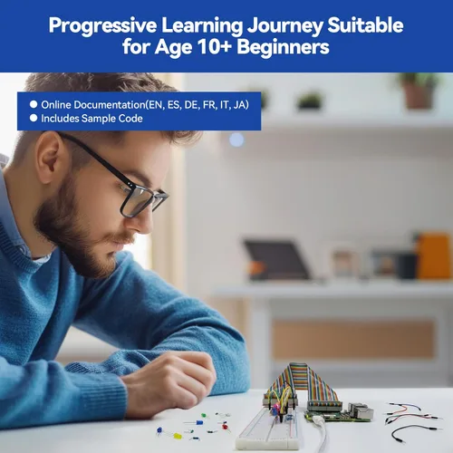 Miniatura 4 de SunFounder Da Vinci Kit de inicio para Raspberry Pi 5 4B 3B B+ 400, Zero 2 W, Python C Java Scratch Node.js, tutoriales en línea y cursos en video