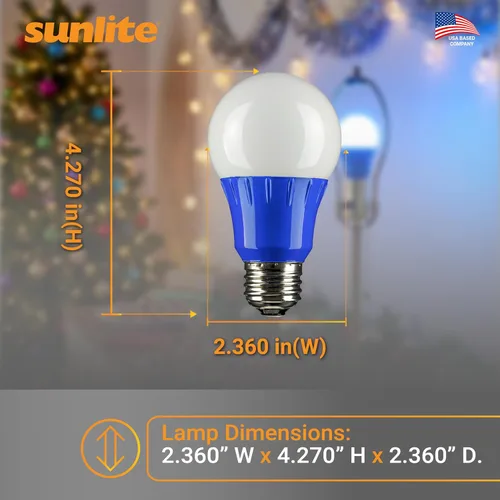 Miniatura 3 de Sunlite 40450 - Foco de luz LED de color A19, 3 W (equivalente a 25 W), base mediana E26, no regulable, certificación UL, decoración de fiestas, Azul
