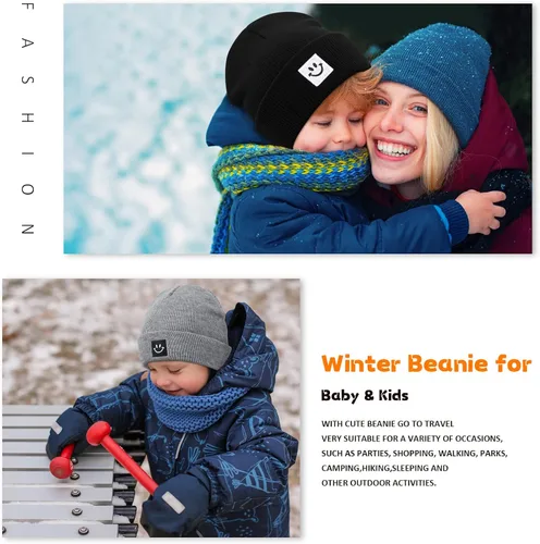 Miniatura 7 de DANMY Gorro para bebé, gorro de punto cálido para el invierno para recién nacido, gorro suave para niños