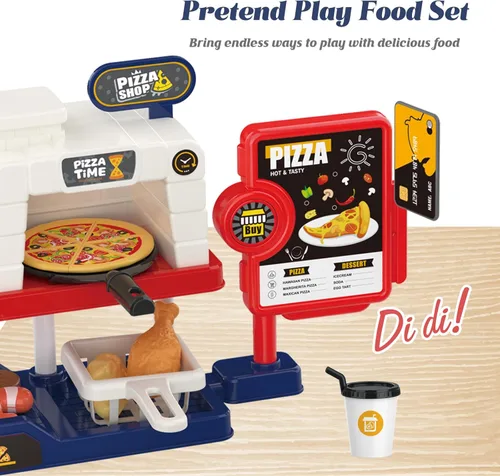 Miniatura 4 de Juego de horno de pizza para niños: máquina de helados, lector de tarjetas, caja registradora, comida de juego