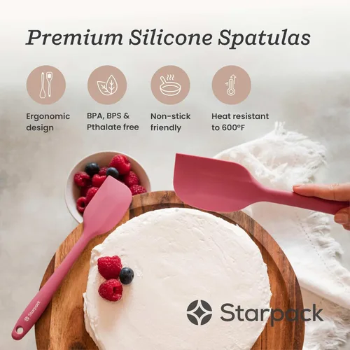 Miniatura 2 de StarPack - Juego de espátulas de silicona «Scrape & Stir» (4 piezas) – Juego de espátulas resistentes al calor a 600 °F – Espátulas de cocina