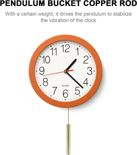 Miniatura 5 de VOSAREA Reloj de pared unisex con péndulo, dorado, pantalla analógica, 12 pulgadas de diámetro