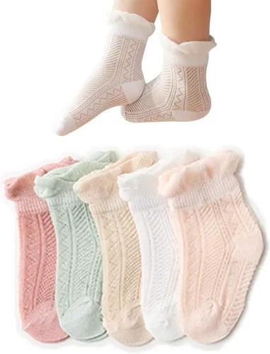 Fatu Fashion - Pack de 5 calcetines para bebés recién nacidos para bebés y niños pequeños calcetines transpirables y suaves absorben el sudor