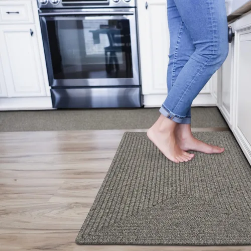 Miniatura 98 de Alfombra ovalada trenzada gris humo de 20 x 30 pulgadas, lavable para interiores y exteriores, decoración campestre para cocinas y entradas