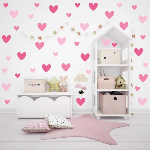Miniatura 8 de 110 calcomanías de pared de corazón pastel suaves, 10 hojas de vinilo impermeable para despegar y pegar en 2 tamaños, decoración estética pastel
