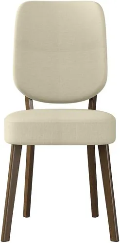 Miniatura 5 de Juego de 2 sillas de comedor tapizadas color marrón avena