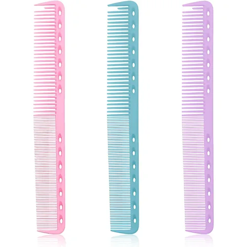 Juego de 3 peines de peluquería de fibra de carbono para hombres y mujeres, peine de corte fino (rosa, azul, morado)