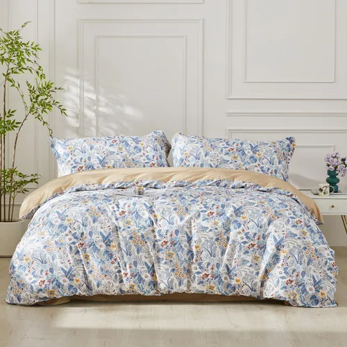 Miniatura 16 de SAPHREAS Juego de Funda de Edredón de Flores Rosas 2 piezas Algodón Estilo Jardín Campanilla Floral Ropa de Cama Juego de Funda de Edredón 100%