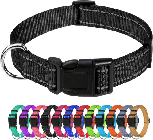 Miniatura 38 de TagME Collares de nailon reflectantes para perros, collar ajustable clásico para mascotas con hebilla de liberación rápida para perros pequeños