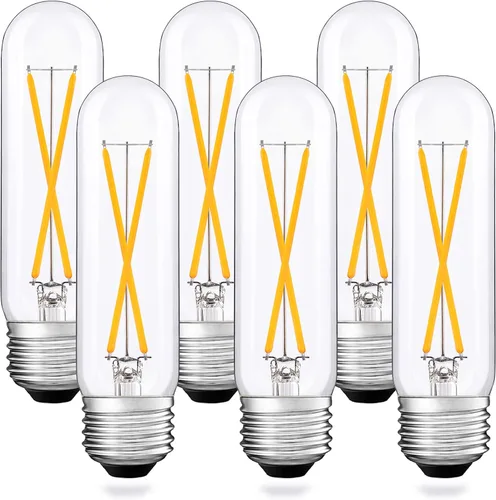 Miniatura 7 de Bombilla LED vintage T10, bombilla tubular regulable de 2 W, equivalente a bombilla incandescente de 25 W, blanco cálido de 2700 K, vidrio