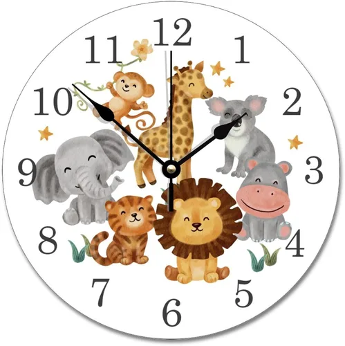 Miniatura 11 de Lindo reloj de pared de camión volquete para habitación de niños, cuarto de bebé, reloj de madera de 10 pulgadas, silencioso, sin tictac, funciona