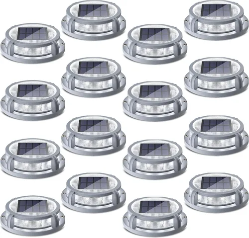 Miniatura 8 de SIEDiNLAR Luces solares para cubierta al aire libre, 2 modos, 16 LED, marcadores de entrada, luz de muelle, funciona con energía solar, impermeable