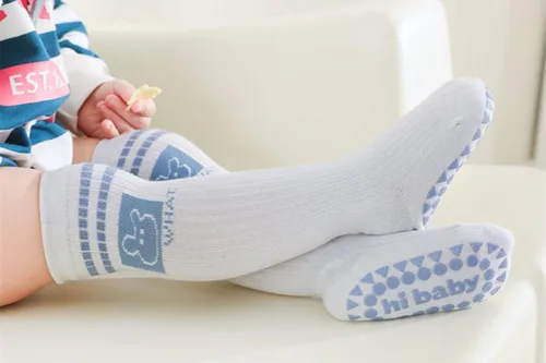 Miniatura 2 de Calcetines antideslizantes hasta la rodilla para bebé y niño, calcetines de tubo con agarres antideslizantes para bebés