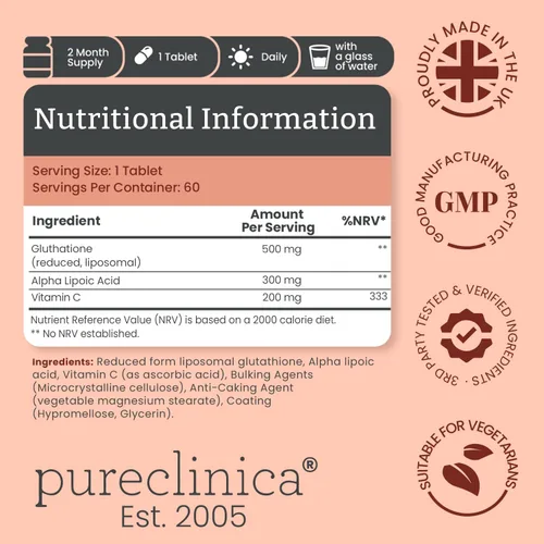 Miniatura 3 de Glutatión 1000 mg x 360 tabletas (6 botellas de 60) - con 500 mg de glutatión, 300 mg de ALA y 200 mg de VIT C por tableta