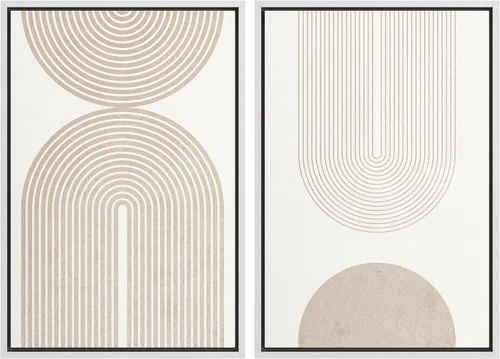 Miniatura 22 de SIGNFORD Lienzo enmarcado para pared, juego de arte con hojas de palmera de selva, polígonos geométricos, formas abstractas, ilustración, arte