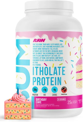 Proteína aislada de suero en polvo RAW Whey Isolate, pastel de cumpleaños (CBUM Itholate Protein) – Polvo de nutrición deportiva 100 % de animales