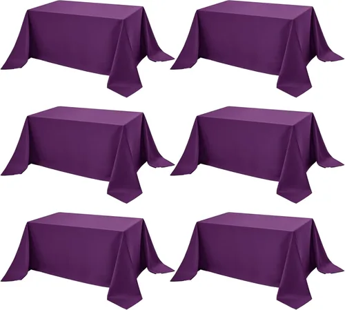 Miniatura 36 de Paquete de 6 manteles negros para mesas cuadradas, 54 x 54 pulgadas, tela de poliéster resistente a las manchas para mesas de 2 pies, manteles