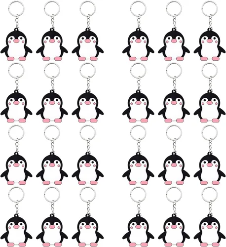 Paquete de 24 llaveros de pingüino, recuerdo de fiesta para amantes de los pingüinos, regalo de regreso de invitados, fiesta temática de animales,