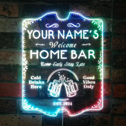 Miniatura 41 de ADVPRO Letrero de neón LED de doble color personalizado con tu nombre para bar casero de cerveza, año de establecimiento, blanco y morado, 16 x 12
