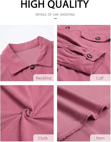 Miniatura 4 de ZOLUCKY Women's Casual Plus Size Shacket Jacket Long Sleeve Button Down Shirts Blouses Tops