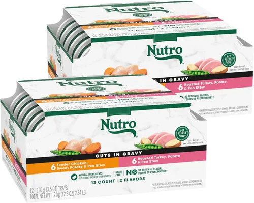Miniatura 19 de Nutro Natural Choice - Trozos en salsa, comida húmeda para perros con variedad de cordero y ternera, bandejas de 3.5 oz (12 unidades, paquete de 2)