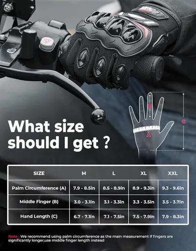 Miniatura 7 de KEMIMOTO - Guantes de motocicleta para hombre, guantes de ciclismo para pantalla táctil, para deportes al aire libre, en carretera, vehículo Negro