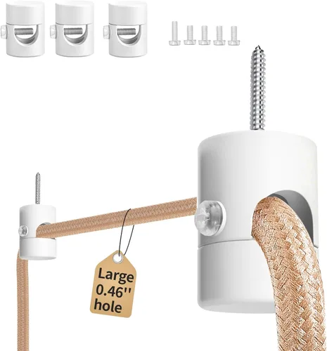 Miniatura 17 de Paquete de 3 Ganchos de Techo Mejorados, Ganchos de Techo Ajustables de Aluminio para Colgar Luces, Gancho Colgante Negro de Servicio Pesado, Gancho
