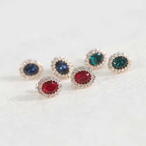 Miniatura 9 de Aretes de cristal Swarovski chapados en oro con forma ovalada y circonita cúbica transparente, joyería de moda para mujer