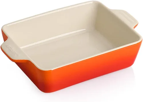 Miniatura 30 de Sweejar Plato de Cerámica para Hornear, Bandeja Rectangular Pequeña para Hornear con Asas Dobles, 20 Oz para Cocinar, Brownie, Cocina, 6.5 x 4.9 x