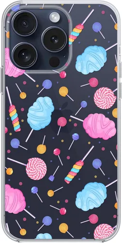 Miniatura 4 de Blingy's Funda para iPhone 15 Pro Max, bonito diseño de algodón de azúcar, diseño divertido de comida dulce, funda protectora transparente de TPU