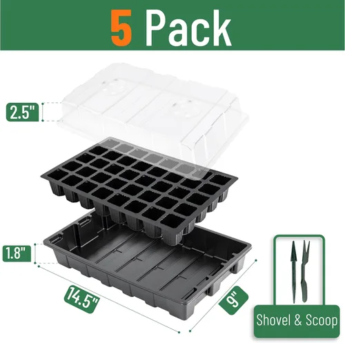 Miniatura 2 de Mr. Pen - Kits de bandejas de inicio de semillas, juego de 5, total de 200 celdas, bandejas duraderas para germinación de plantas con cúpulas