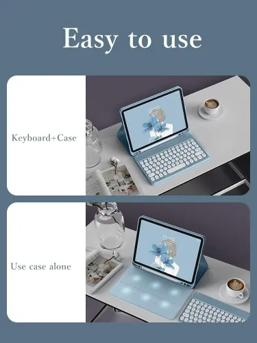Miniatura 3 de Funda con Teclado y Ratón YEEHi para iPad Air de 11 Pulgadas M3/M2, iPad Air de 5ª/4ª Generación de 10.9" con Ratón, Teclado Desmontable Redondo