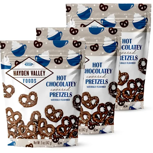 Miniatura 30 de Hayden Valley Foods Pretzels cubiertos con sabor a yogur de arándanos Bolsas de 5 onzas (paquete de 3) Sin sabores artificiales, conservantes