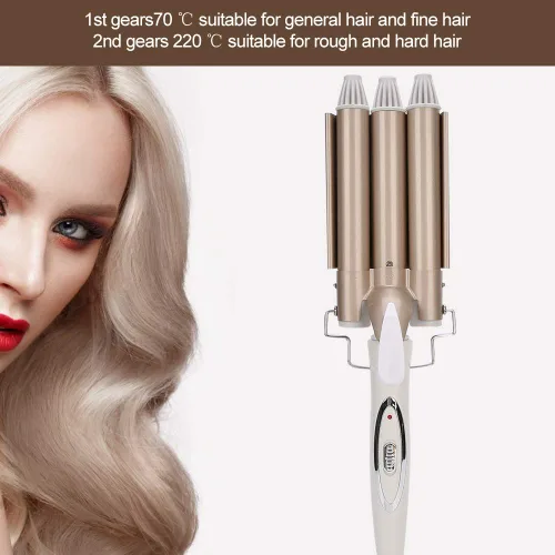 Miniatura 4 de Rizador de pelo, 3 rizadores de pelo de 0.866 in, rizador de pelo de cerámica portátil ajustable con temperatura ajustable para cabello rápido