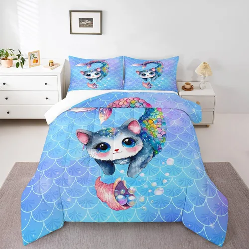 Miniatura 10 de Feelyou Juego de edredón de coche de dibujos animados para niños, edredón de construcción para niños, juego de ropa de cama de camiones y equipos