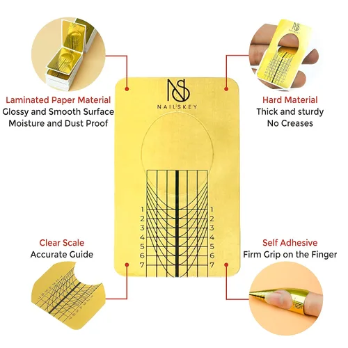 Miniatura 3 de Formas de Uñas para Constructor de Gel - 100 Piezas Calcomanías Autoadhesivas de Extensión de Uñas para Acrílico, UV y Poly Gel con Guía