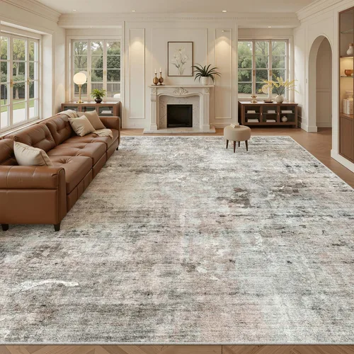 Miniatura 166 de Alfombra de pasillo Soalmost 2'6" x 10' lavable, alfombra antideslizante para cocina, baño, lavandería, alfombras vintage ultra delgadas para Beige
