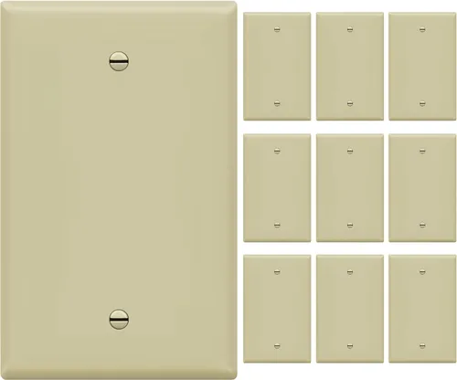 Miniatura 39 de ENERLITES - Placas para pared de dispositivo en blanco, acabado brillante, cubiertas de salida en blanco de tamaño mediano, 1 banda, 4.88 x 3.11