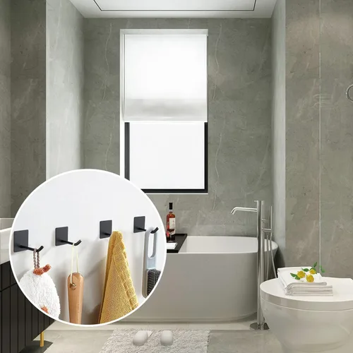 Miniatura 4 de Ganchos adhesivos resistentes, soporte largo de acero inoxidable para toallas de pared