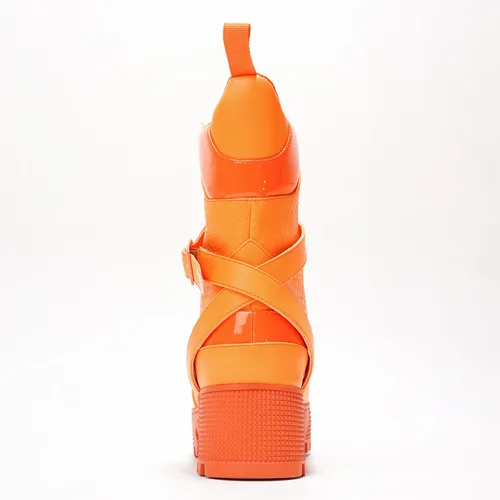 Miniatura 5 de Cape Robbin Botas de combate gruesas Hot Rod para mujer, botines altos con cordones, botas de tacón grueso