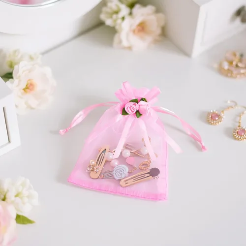 Miniatura 5 de G2PLUS - 30 bolsas de organza rosa de 4 x 6 pulgadas, bolsas de regalo para bodas en color rosa, bolsas transparentes de malla para joyas con cordón