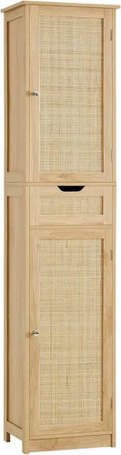 Miniatura 15 de Iwell Armario de almacenamiento de 57.8 pulgadas de alto con 2 cajones y 2 estantes ajustables, armario de cocina con 4 puertas, armario alto