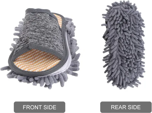Miniatura 17 de Zapatillas de limpieza de pisos de microfibra, zapatos lavables para limpiar el polvo, zapatos de trapeador desmontables para limpieza de pisos