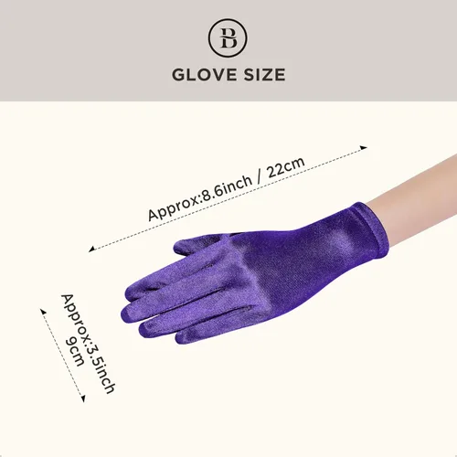Miniatura 2 de BABEYOND - Guantes cortos de satén para mujer - Guantes de seda para ópera, boda, nupcial, fiesta de té, banquete, disfraz de los años 20