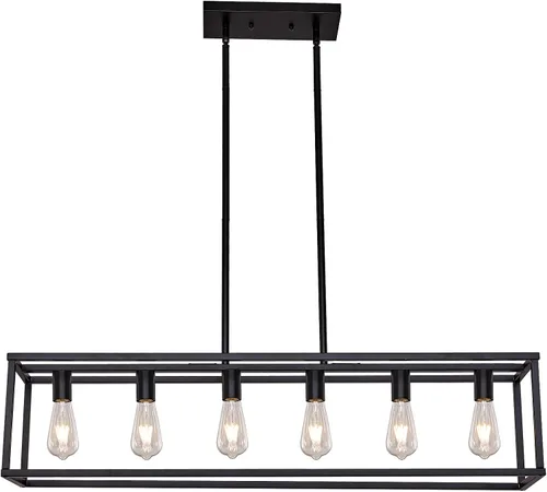 Miniatura 8 de 5 luces de isla de iluminación de níquel cepillado para comedor, lámpara colgante de granja moderna isla de cocina, iluminación lineal de granja