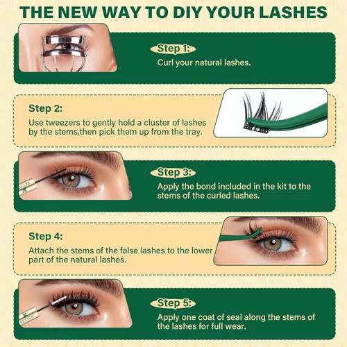 Miniatura 6 de KEYYOU Lash Manga, racimos de pestañas de 0.315 a 0.709 pulgadas, extensiones de pestañas naturales para bricolaje con banda fina suave (MG03)