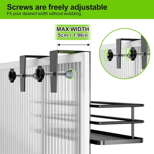 Miniatura 6 de Orimade Organizador ajustable para colgar sobre la puerta de la ducha con ganchos, estante organizador de baño, estante de almacenamiento, cesta